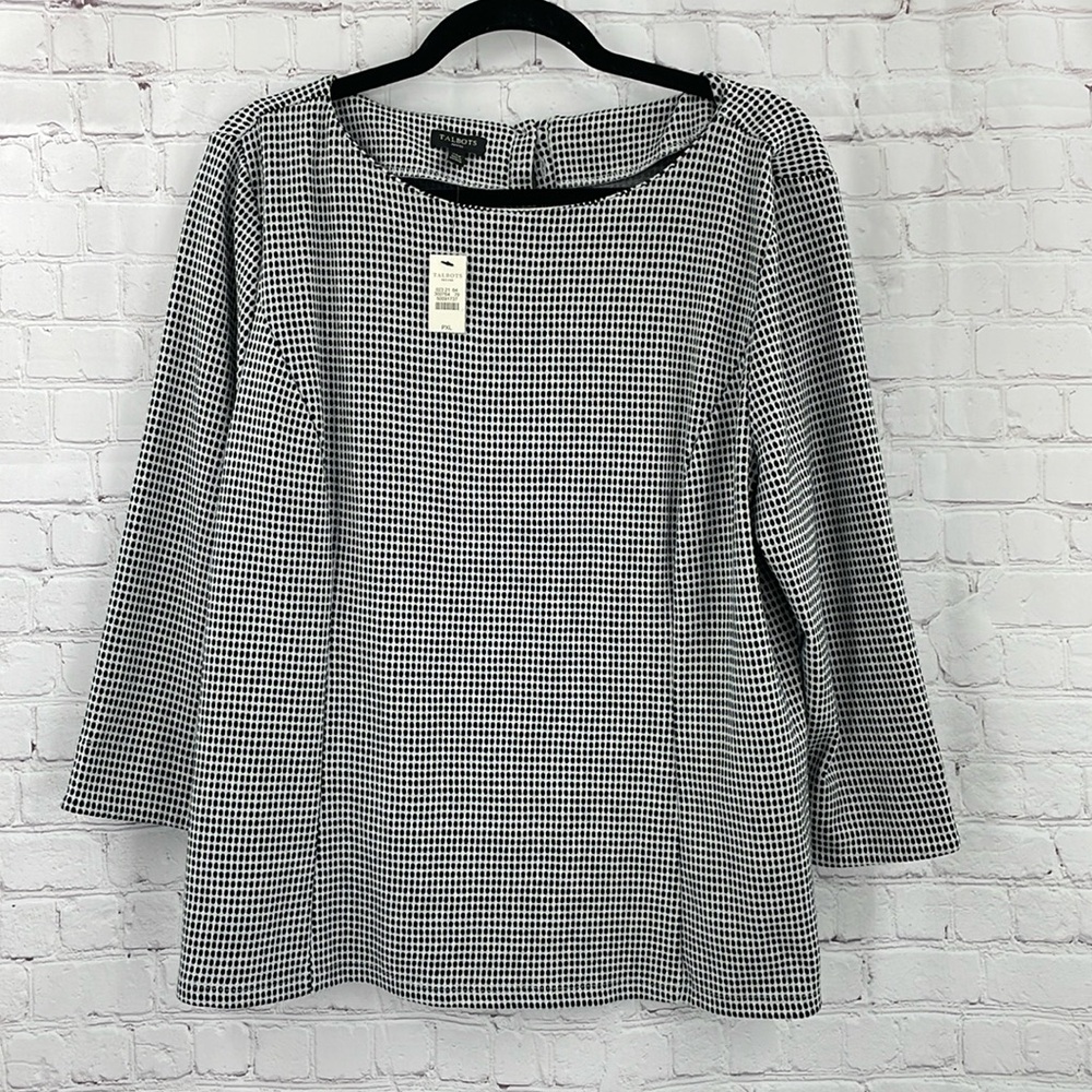 Thick Office Work Business Casual Talbots XLp Petite XL Polka Dot Classy Top NWT